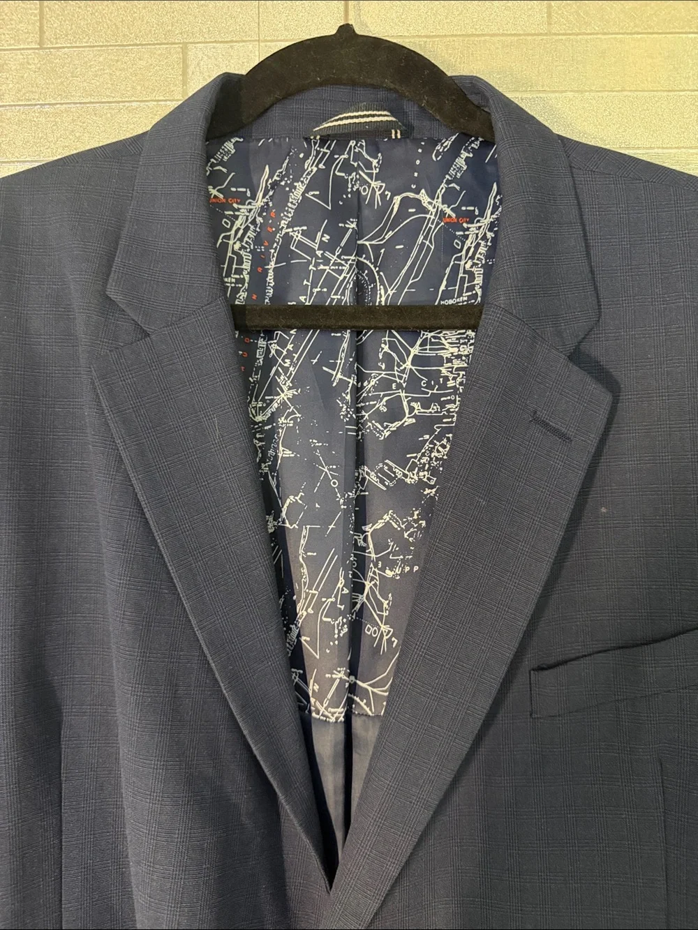 Nautica Men's Navy Two-Button Sport Coat with Patterned Lining 50 R